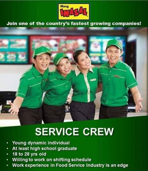 Jobtalk - Dining Staff vacancy in Taguig City! Hiring by Mang Inasal Tanyag