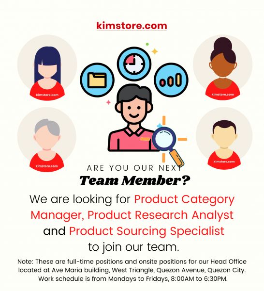 Jobtalk - Product Research Analyst vacancy in Quezon City! Hiring by Kimstore Enterprise Corp.