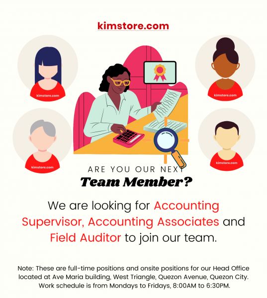 Jobtalk - Field Auditor vacancy in Quezon City! Hiring by Kimstore Enterprise Corp.