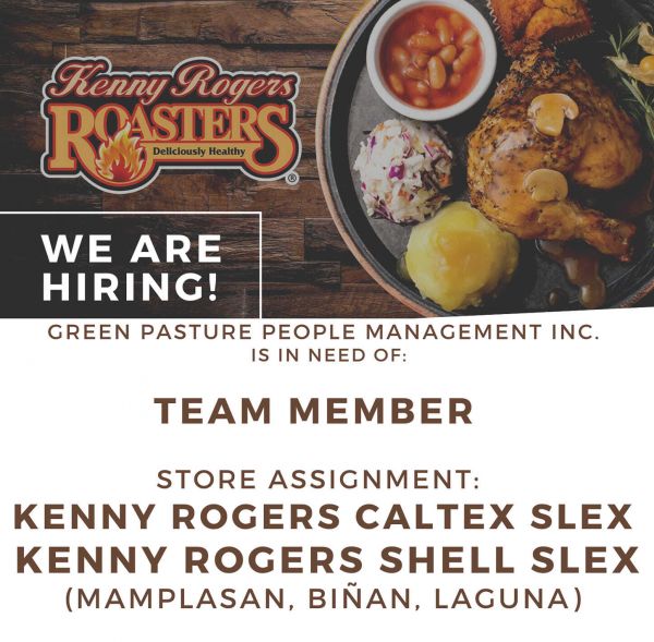 Jobtalk - Service Crew vacancy in Biñan City! Hiring by Kenny Rogers Roasters