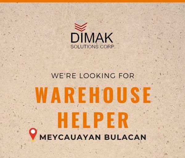 Jobtalk - Warehouse Clerk vacancy in Meycauayan City! Hiring by DIMAK Solutions Corp