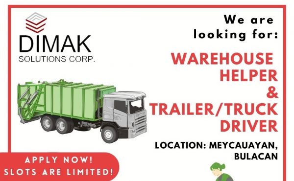 Jobtalk - Truck Driver vacancy in Meycauayan City! Hiring by DIMAK Solutions Corp.