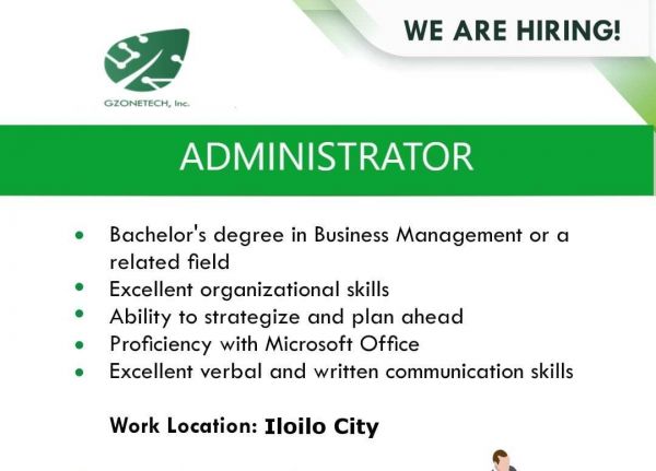 Jobtalk - Admin vacancy in Iloilo City! Hiring by Gzonetech