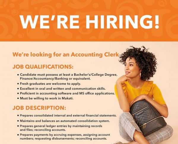 Jobtalk - Accounting Clerk vacancy in Makati! Hiring by Payless Shoesource