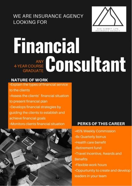 Jobtalk - Financial Consultant, Work from home (WFH)  for Ace Summit Life Insurance Agency