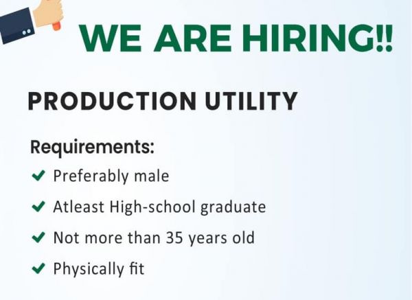 Jobtalk - Utility Helper vacancy in Guiguinto! Hiring by Plaridel Products And Services