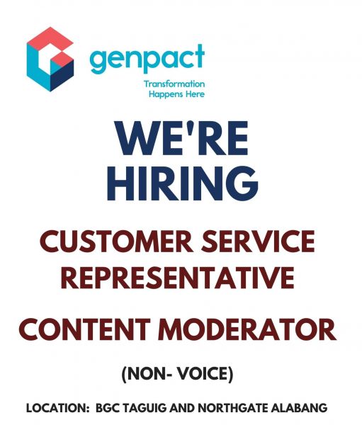 Jobtalk - Customer Service Representative vacancy in Muntinlupa! Hiring by Genpact Philippines