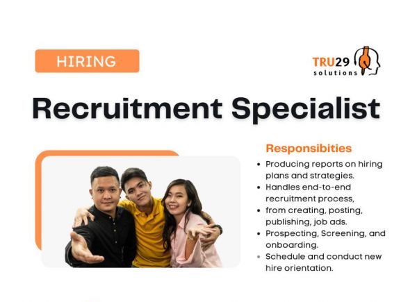 Jobtalk - HR Specialist vacancy in Pasig! Hiring by Tru29 Outsource Solutions Inc.