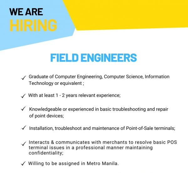Jobtalk - Field Engineer vacancy in Binondo! Hiring by Equitable Computer Services Inc