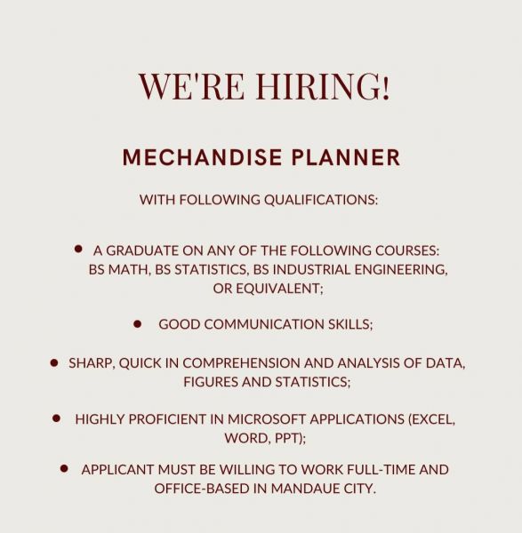 Jobtalk - Merchandise Planner vacancy in Mandaue City! Hiring by Beneluxe Trading Corporation