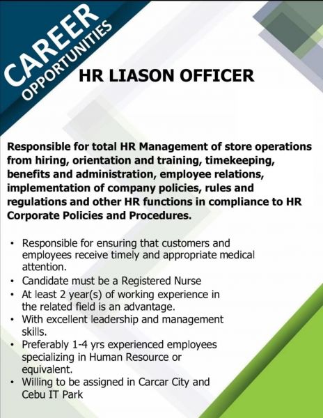 Jobtalk - Liaison Officer vacancy in Mandaue City! Hiring by Metro Retail Stores Group Inc.