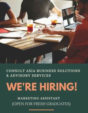 Jobtalk - Marketing Assistant vacancy in Pasig! Hiring by Consult Asia Business Solutions