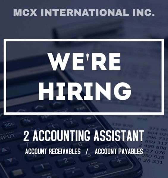 Jobtalk - Accounting Assistant vacancy in Quezon City! Hiring by MCX International Inc.