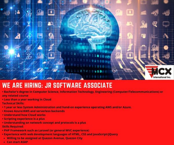Jobtalk - Junior Software Associate vacancy in Quezon City! Hiring by MCX International Inc.
