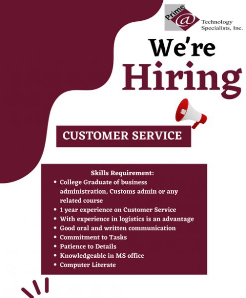 Jobtalk - Customer Service Representative vacancy in Mandaue City! Hiring by Prime Technology Specialists Inc