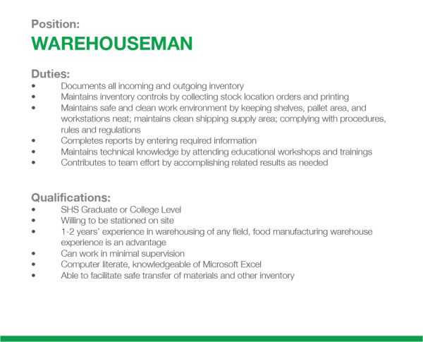 Jobtalk - Warehouseman vacancy in Parañaque! Hiring by Jeverps Manufacturing Corp.