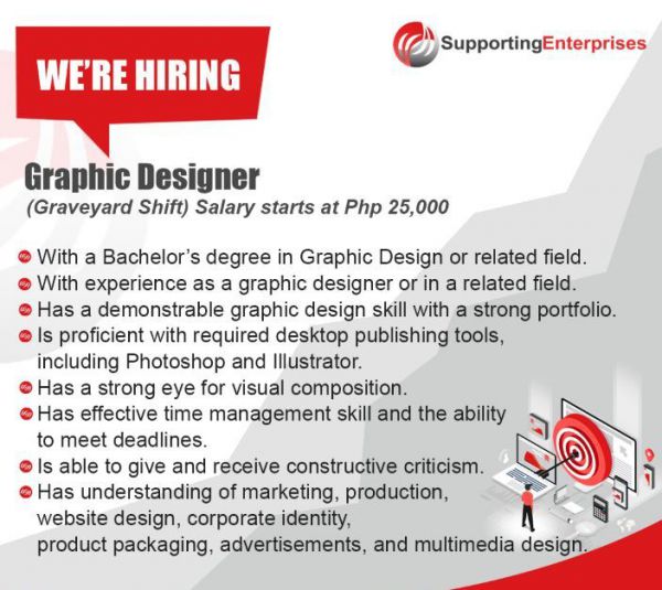 Jobtalk - Graphic Designer vacancy in Cebu City! Hiring by Supporting Enterprises Pty Ltd.
