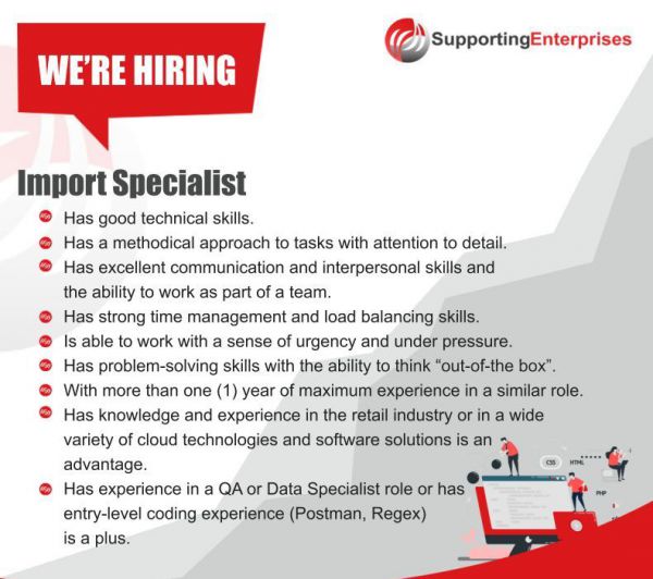 Jobtalk - Import Specialist vacancy in Cebu City! Hiring by Supporting Enterprises Pty Ltd.