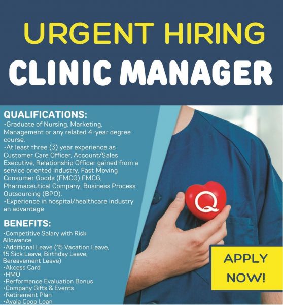 Jobtalk - Clinic Manager vacancy in Ermita! Hiring by Qualimed Manila Surgery Center