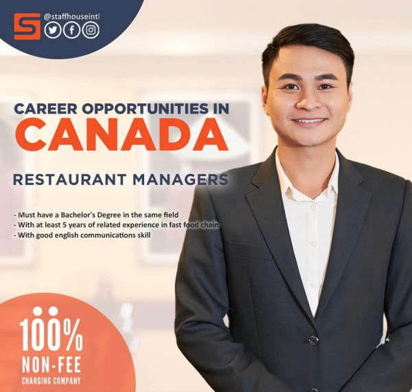 Jobtalk - Looking for Restaurant Manager bound for Canada! Recruited and managed by Staffhouse International Resources