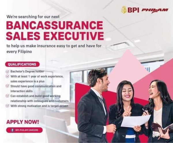 Jobtalk - Bancassurance Sales Executive vacancy in Makati! Hiring by BPI Aia Life Assurance Corporation