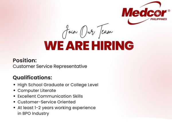 Jobtalk - Customer Service Representative vacancy in Cebu City! Hiring by Medcor Inc.