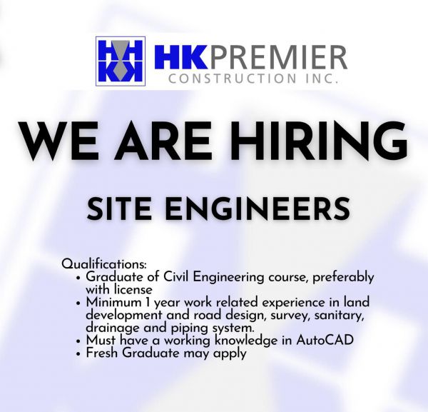 Jobtalk - Site Engineer vacancy in Cebu City! Hiring by HM Premier Group Of Companies