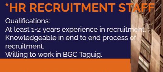 Jobtalk - HR Staff vacancy in Taguig City! Hiring by The Vito Consulting Group Inc.