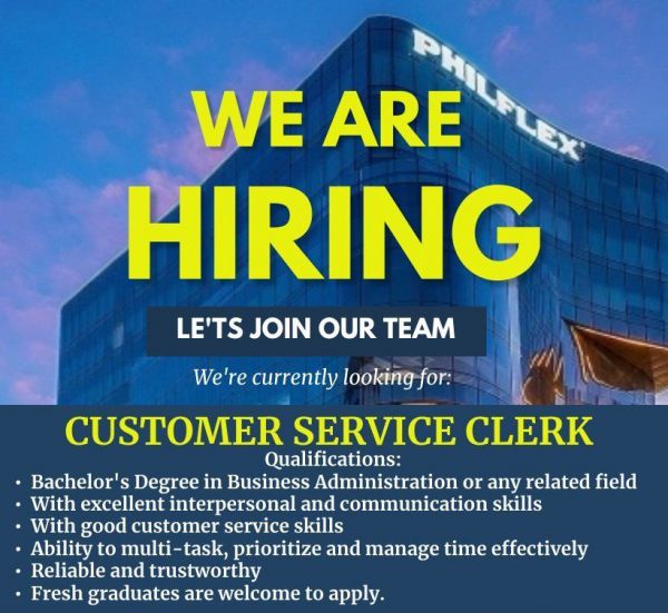 Jobtalk - Customer Service Assistant vacancy in Quezon City! Hiring by Philflex Wires & Cables