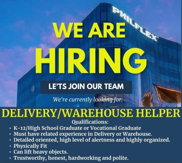 Jobtalk - Warehouse Helper vacancy in Quezon City! Hiring by Philflex Wires & Cables