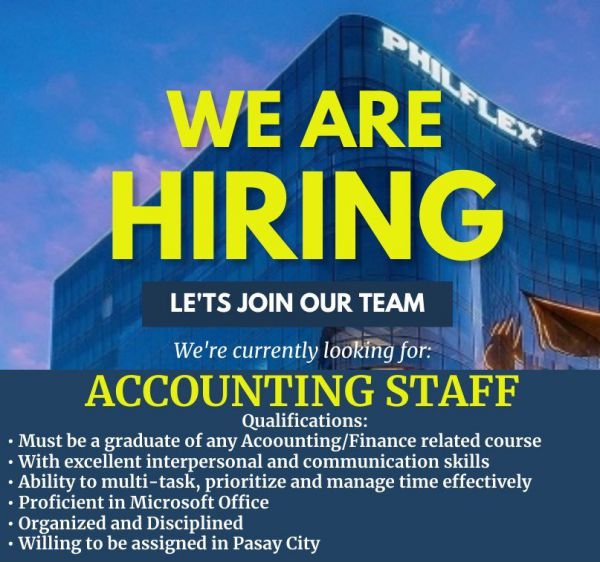 Jobtalk - Accounting Assistant vacancy in Quezon City! Hiring by Philflex Wires & Cables