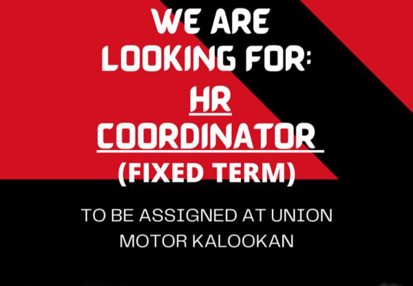 Jobtalk - HR Coordinator vacancy in Caloocan! Hiring by Union Motor Corporation