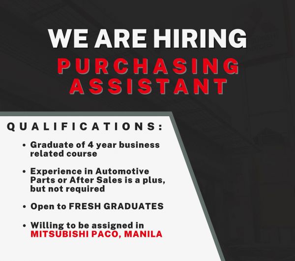Jobtalk - Purchasing Assistant vacancy in Paco! Hiring by Union Motor Corporation