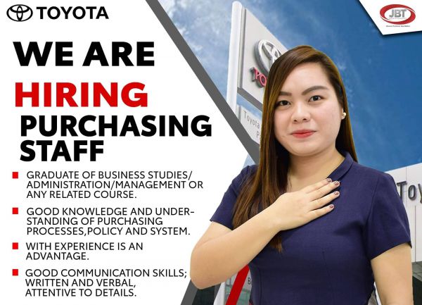 Jobtalk - Purchasing Associate vacancy in San Fernando City! Hiring by Toyota San Fernando Pampanga, Inc.