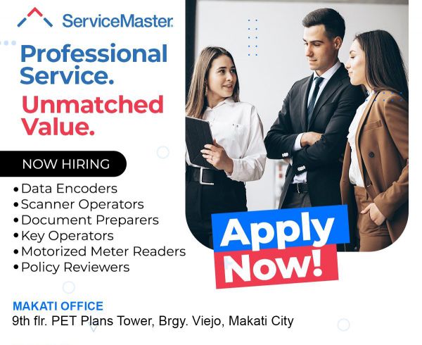Jobtalk - Encoder vacancy in Makati! Hiring by Servicemaster Philippines