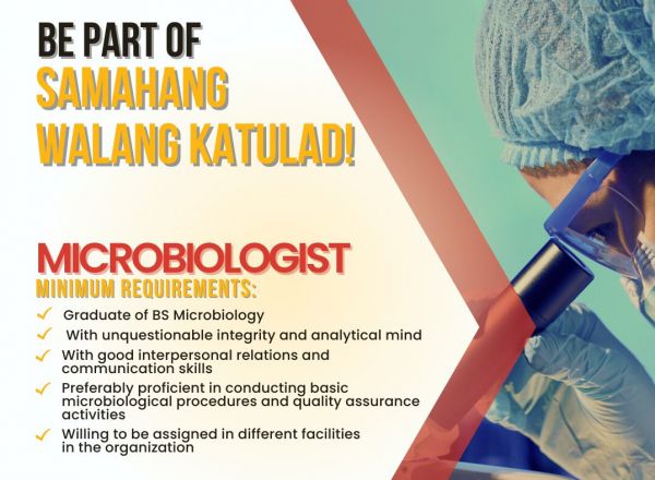 Jobtalk - Microbiologist vacancy in Mandaue City! Hiring by San Miguel Brewery Inc.