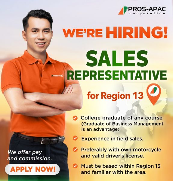 Jobtalk - Sales Representative vacancy in Butuan City! Hiring by Pros-apac Corporation