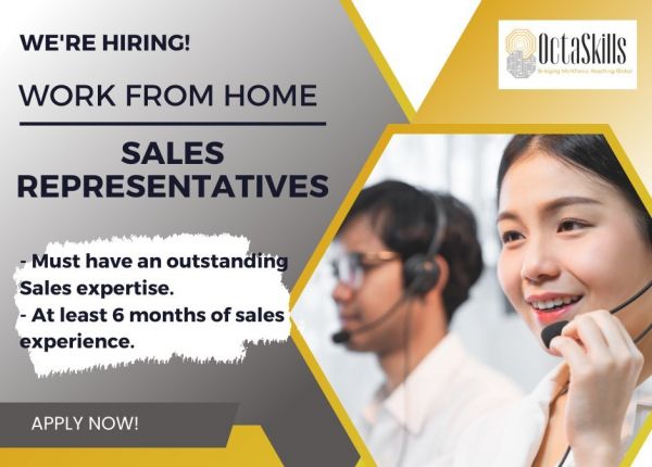 Jobtalk - Octaskills looking for Sales Representative, Hybrid setup,  in Quezon City