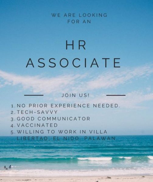 Jobtalk - HR Associate vacancy in El Nido! Hiring by Lio Tourism Estate