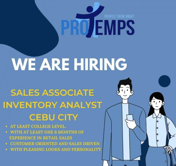 Jobtalk - Inventory Analyst vacancy in Cebu City! Hiring by Protemps Inc.