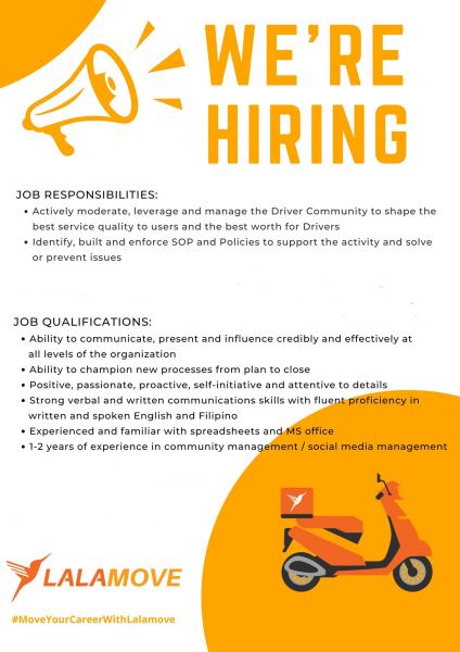 Jobtalk - Rider vacancy in Makati! Hiring by Lalamove Philippines Inc