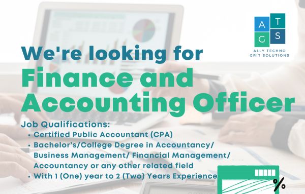 Jobtalk - Finance Officer vacancy in Pasig! Hiring by Ally Techno Grit Solutions