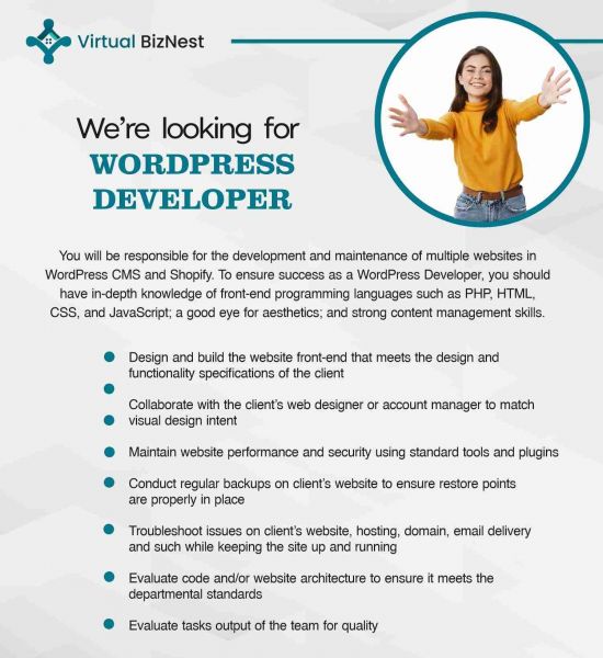 Jobtalk - WordPress Developer vacancy in Cebu City! Hiring by Virtual Biznest