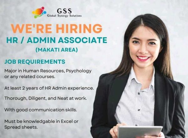 Jobtalk - HR Admin Associate vacancy in Makati! Hiring by Global Synergy Solutions
