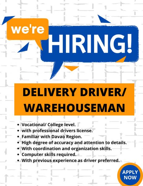 Jobtalk - Delivery Driver vacancy in Davao City! Hiring by Propmech Corporation
