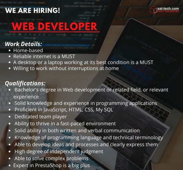 Jobtalk - Web Developer vacancy in Makati! Hiring by Sal-tech Easy Packaging