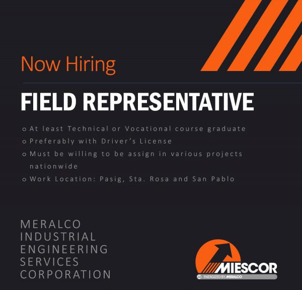 Jobtalk - Field Representative vacancy in Pasig! Hiring by Miescor Logistics, Inc.