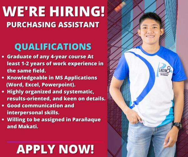 Jobtalk - Purchasing Assistant vacancy in Makati! Hiring by Placer 8 Logistics Express Inc.