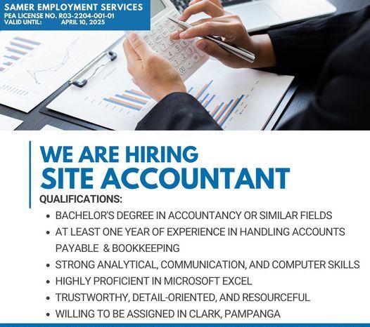 Jobtalk - Accountant vacancy in Mabalacat City! Hiring by Vibromaster Inc.