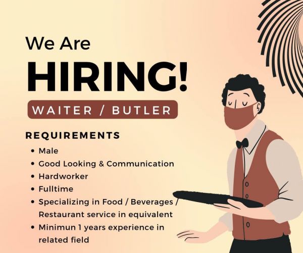 Jobtalk - Butler vacancy in Quezon City! Hiring by Safeair Corporation